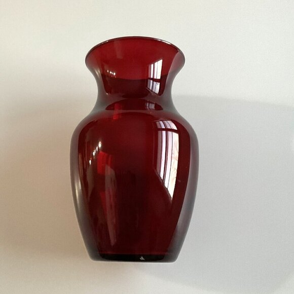 RED GLASS VASE BOUQUET DECORATIVE - Picture 4 of 8